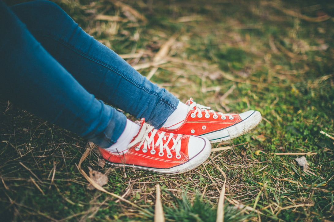 Sneakers on Grass