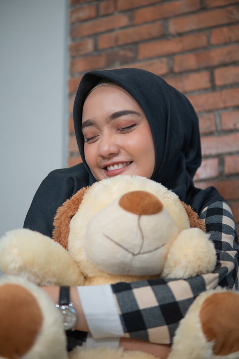 Woman Hug Her Stuffed Animal